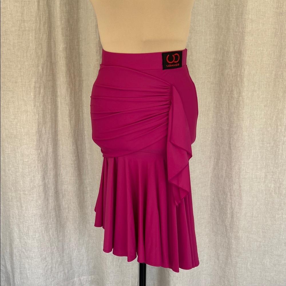 Elegant Fuchsia Asymmetrical Latin Skirt by